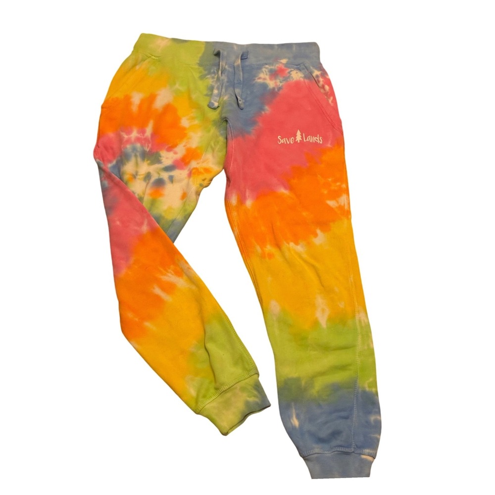 Vintage Rainbow Tie Dye Sweatpants Joggers Cotton Medium